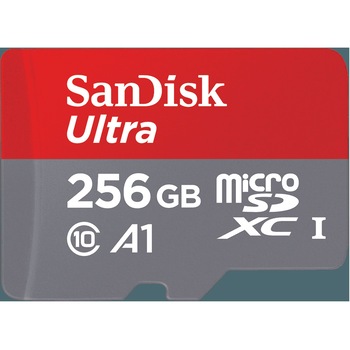 Card de memorie SanDisk Micro SDXC Ultra A1, 256GB, Class 10, UHS-I, 120MB/s Card de memorie SanDisk Micro SDXC Ultra A1, 256GB, Class 10, UHS-I, 120MB/s