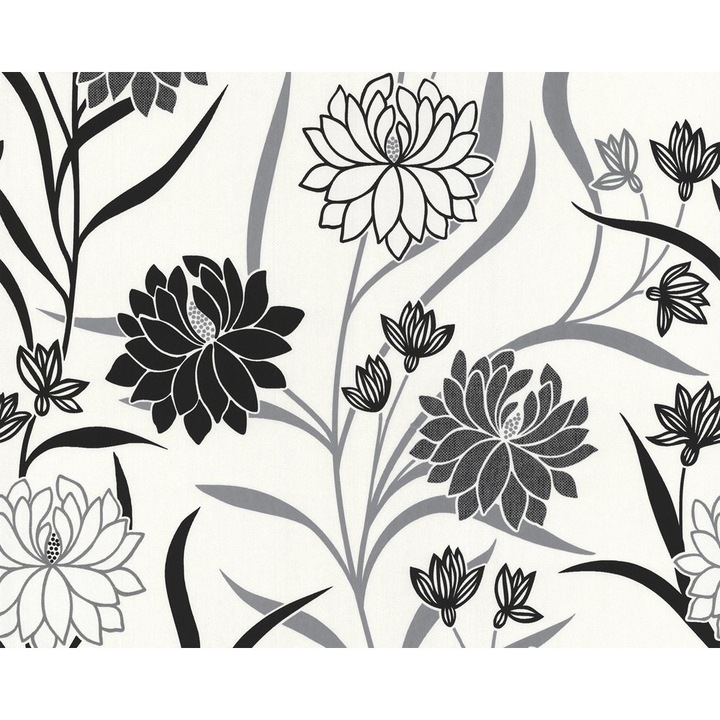 Tapet, AS Creation 224910, Alb/Negru, 10.05 x 0.53 m