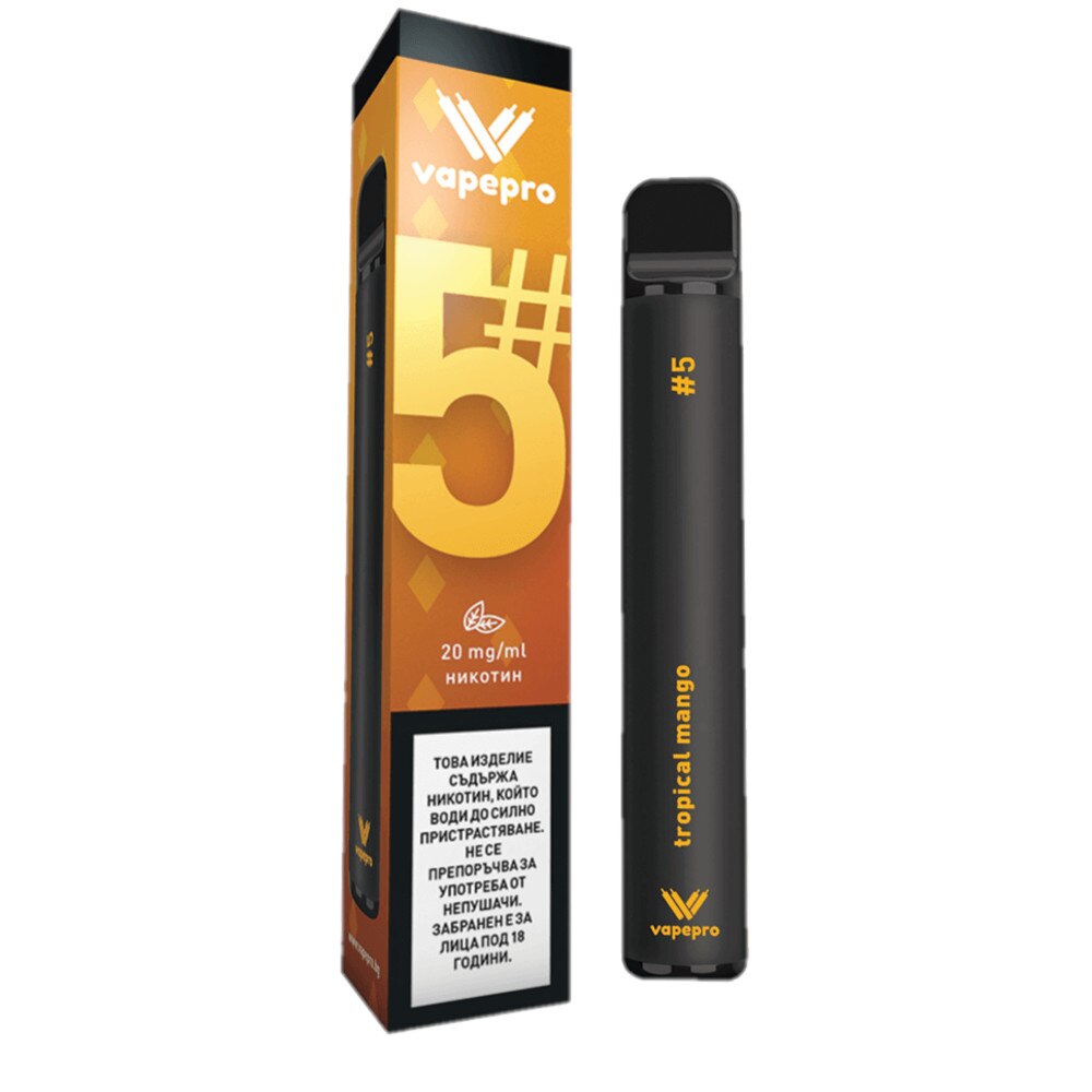 Tigara electronica de unica folosinta(disposable) Vapepro, 800 pufuri, 2ml, 20 mg / ml - Tropical Mango #5