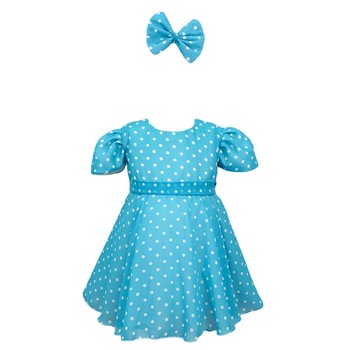 Rochita botez cu bentita, culoare albastra, varsta 9-12 luni Rochita botez cu bentita, culoare albastra, varsta 9-12 luni