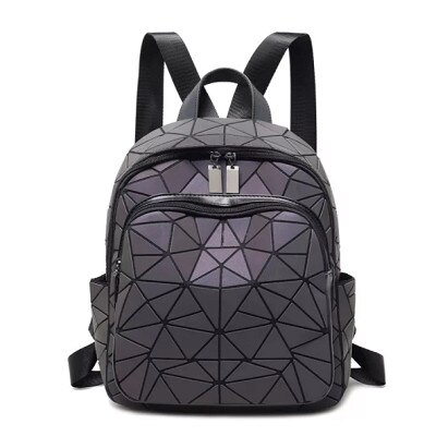 Rucsac dama Lady geometric, fosforescent, Gri 35 cm