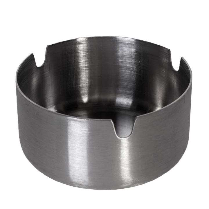 Shopiens® сребрист кръгъл метален пепелник, 8 х 4 см