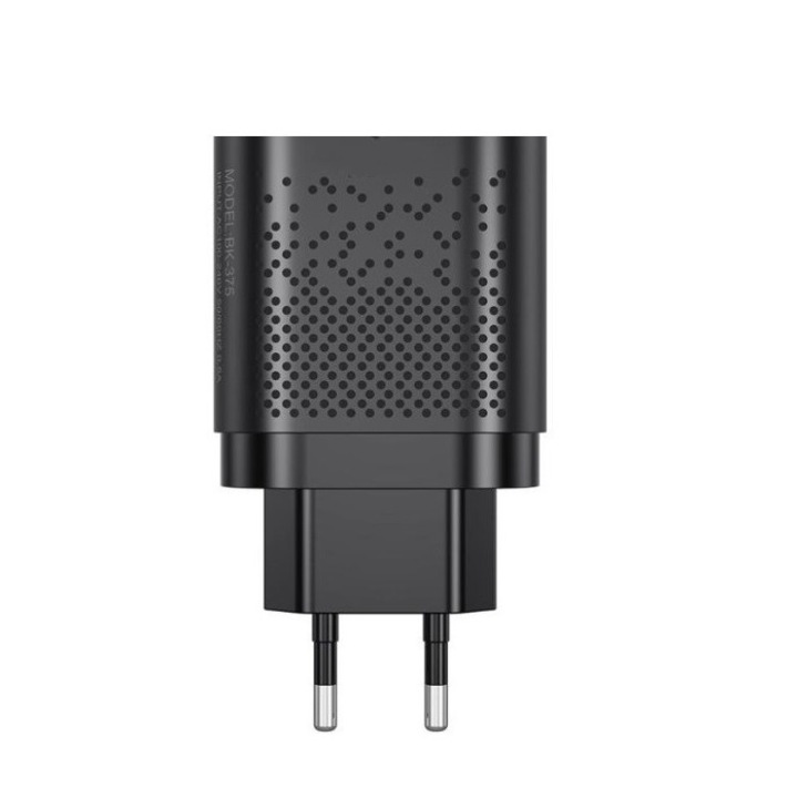 Incarcator Fast Charge cu Port USB Tip C, pentru Priza si Retea 220V, Incarcare Rapida, ABS Premium Negru, Garami Shop®