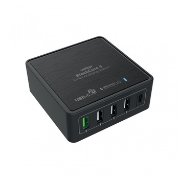 Incarcator auto USB Smart Charger, 5xUSB Port QC 3.0 and 60 W PD USB Type-C Out, Black Core 5, 60W Travel Charger Incarcator auto USB Smart Charger, 5xUSB Port QC 3.0 and 60 W PD USB Type-C Out, Black Core 5, 60W Travel Charger