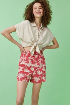 KOTON, Pantaloni scurti cu model tropical, Corai/Alb KOTON, Pantaloni scurti cu model tropical, Corai/Alb