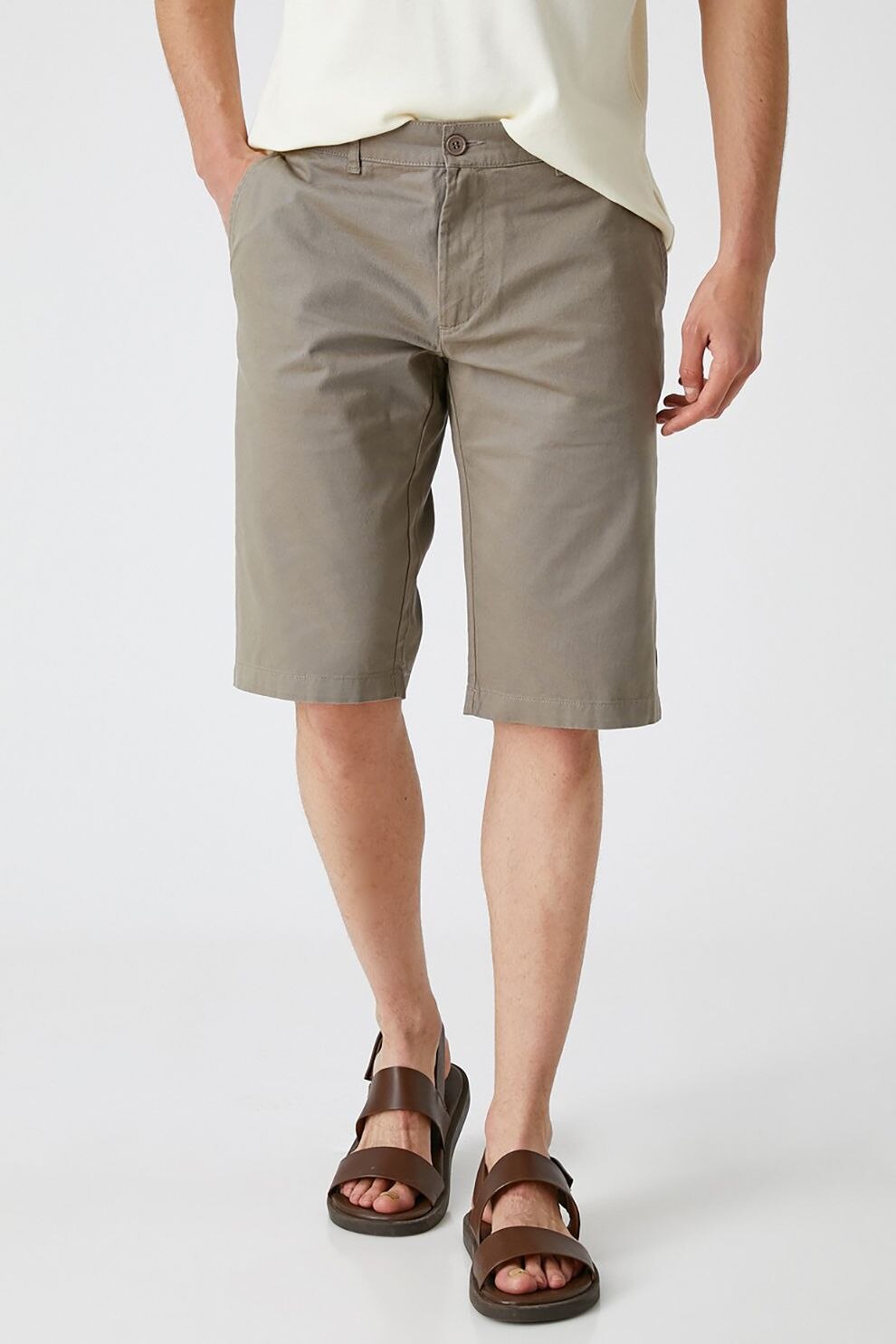 KOTON, Bermude chino din bumbac, Maro taupe deschis