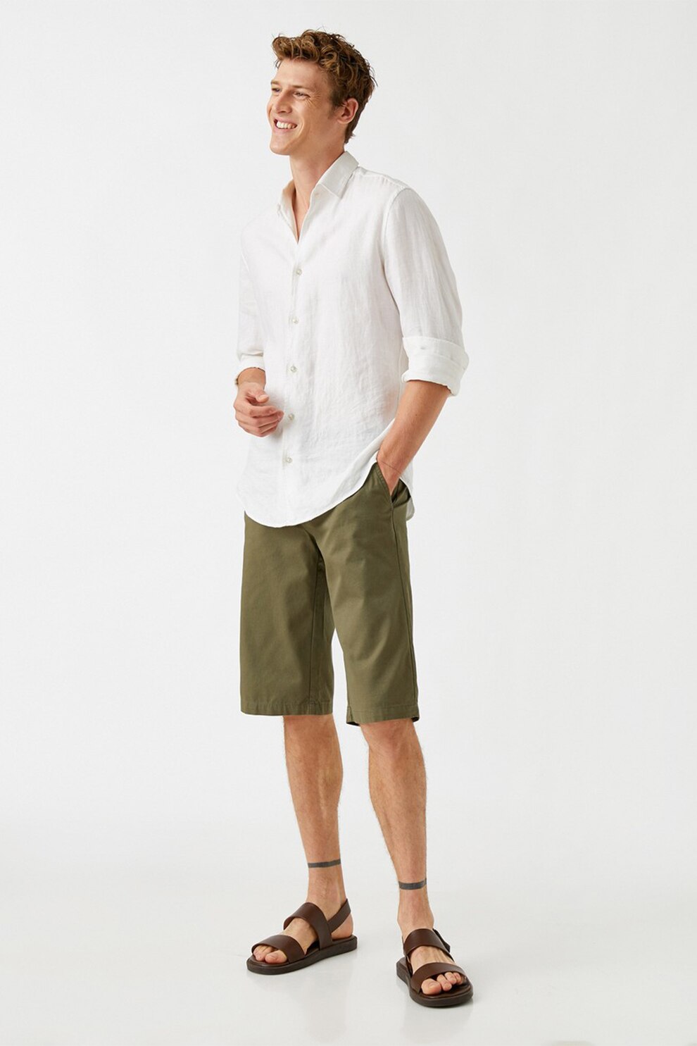 KOTON, Bermude chino din bumbac, Verde militar