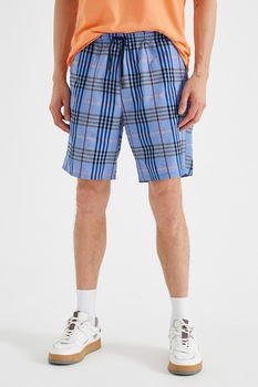 KOTON, Pantaloni scurti cu imprimeu in carouri, Albastru/oranj/violet pruna KOTON, Pantaloni scurti cu imprimeu in carouri, Albastru/oranj/violet pruna