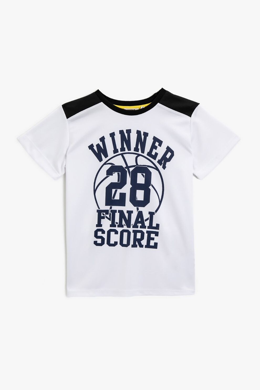 KOTON, Tricou cu imprimeu text, Alb/Bleumarin/Negru