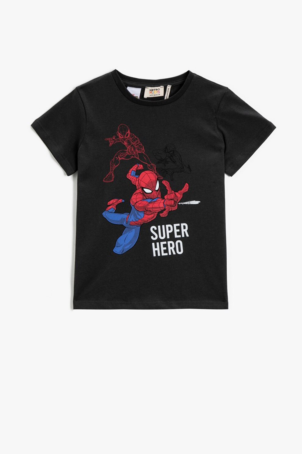 KOTON, Tricou cu decolteu la baza gatului si imprimeu Spider-Man, Gri antracit/rosu/alb, 146-152 CM