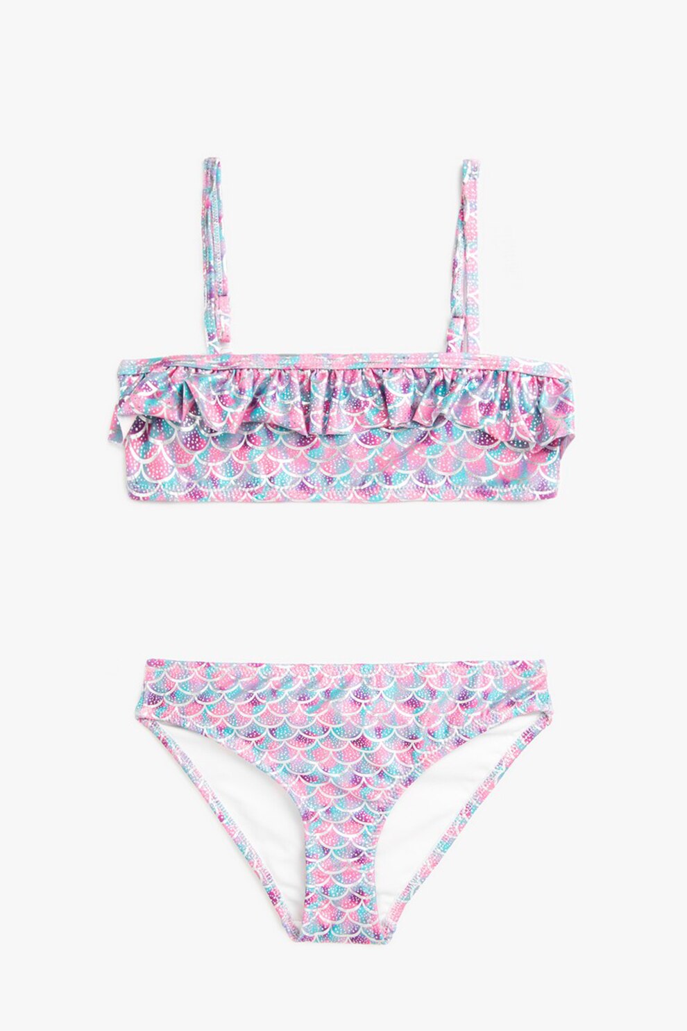 KOTON, Costum de baie in doua piese Mermaid, Lila/roz pastel/alb, 98-104 CM