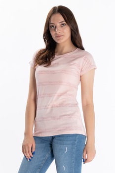 Lee Cooper, Tricou cu decolteu la baza gatului si detalii logo, Roz Lee Cooper, Tricou cu decolteu la baza gatului si detalii logo, Roz