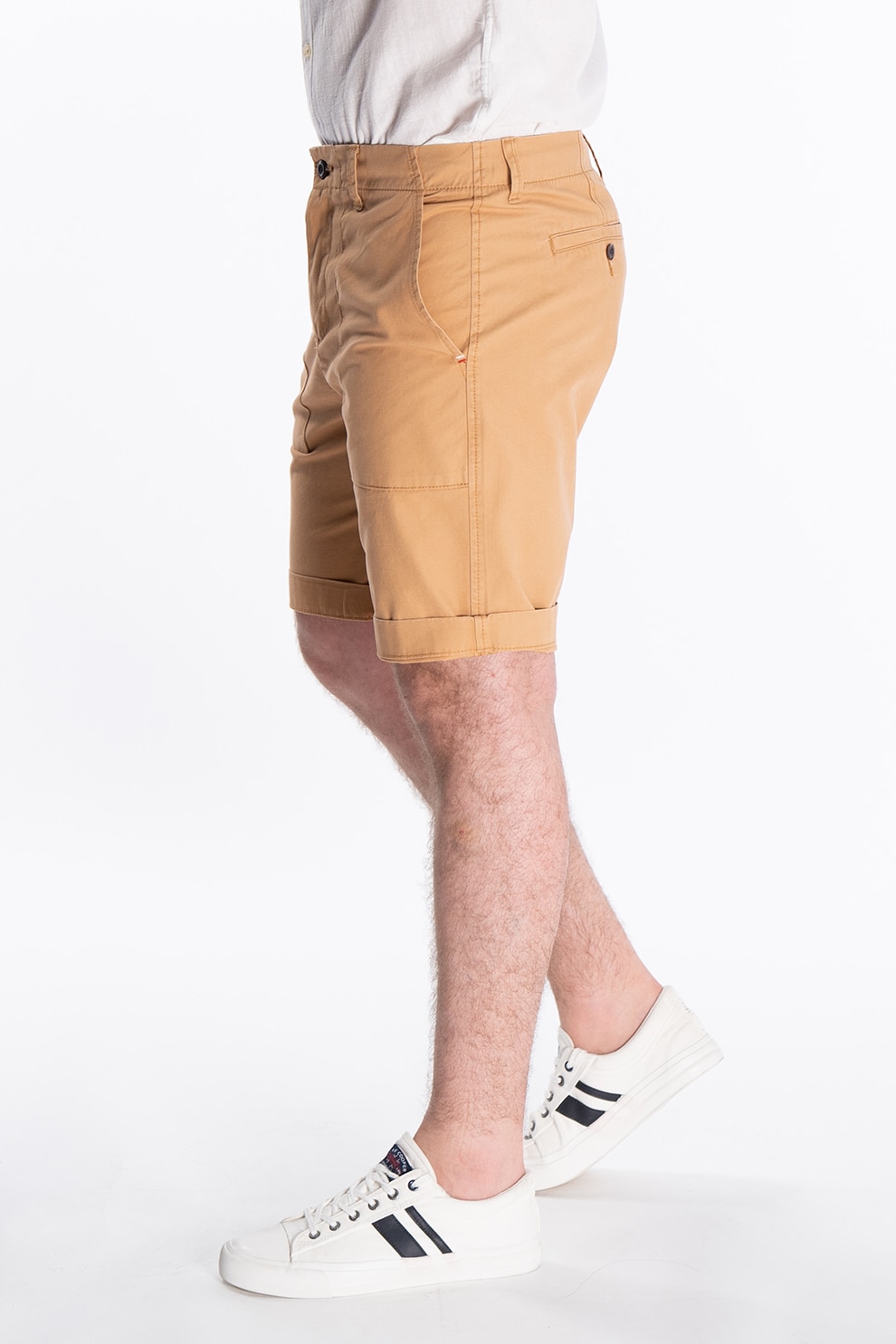 Lee Cooper, Bermude din bumbac cu terminatie pliabila, Bej