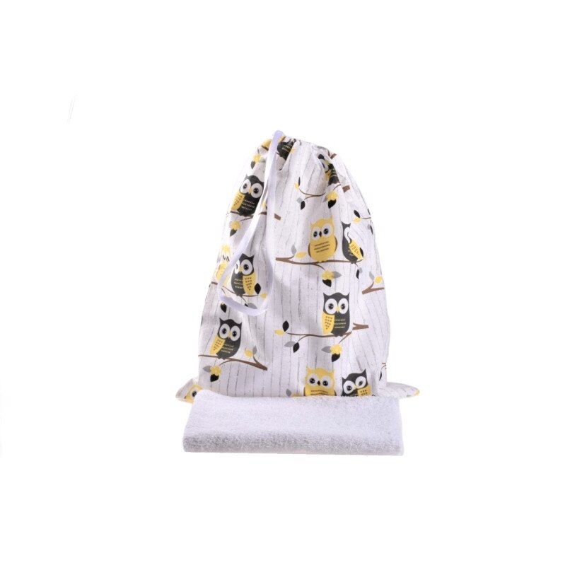 Set saculet si prosopel gradinita, 30x40 cm, model bufnite