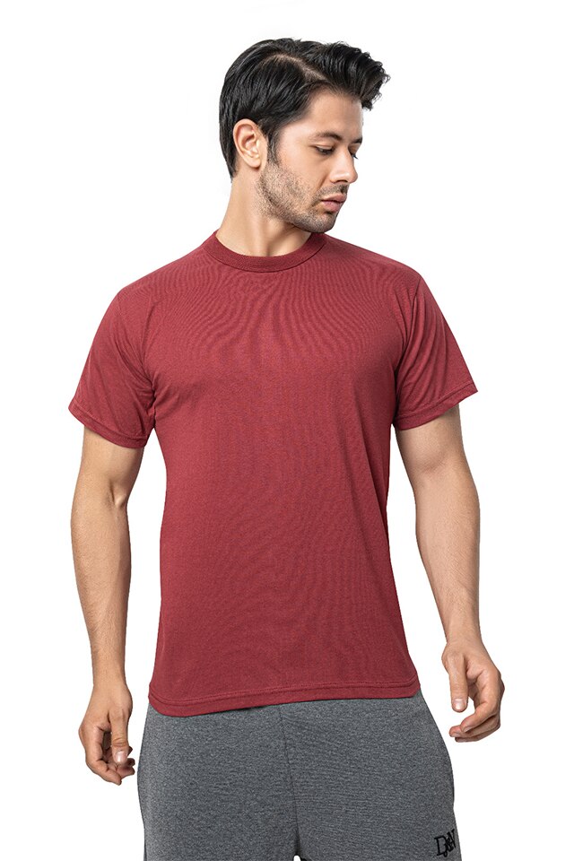 Tricou barbati bumbac, Pamuklu, uni, Bordo