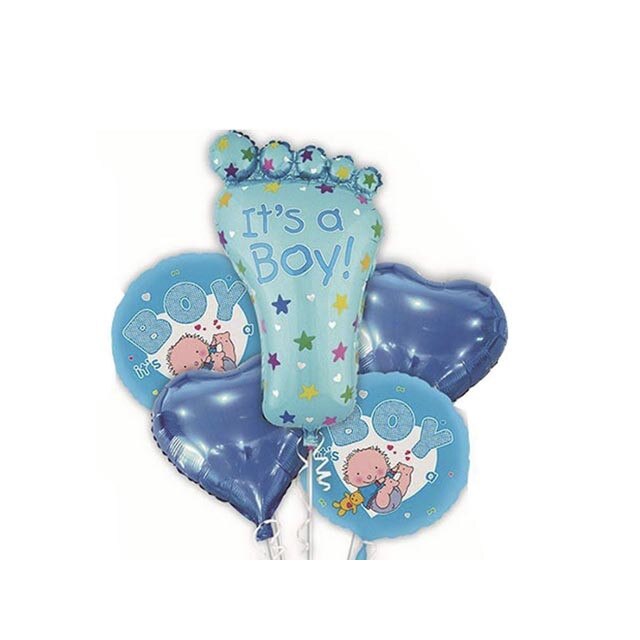 Set 5 Baloane Premium asortate It’s a Boy, Folie Talpa, Rotunde, Inimioare, Albastru AK6700