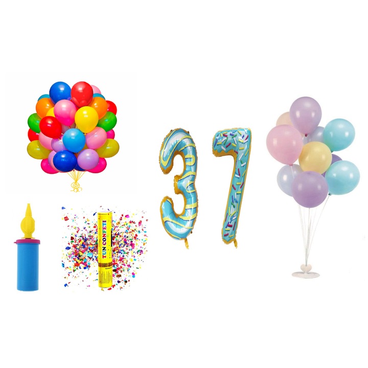 OEM születésnapi lufi szett, 37 év, 60db
