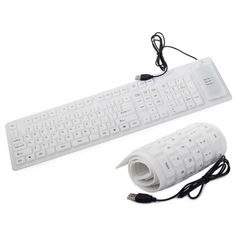 Tastatura din Silicon USB pentru Laptop, Pc fara Zgomot, Alba, Magphone Tastatura din Silicon USB pentru Laptop, Pc fara Zgomot, Alba, Magphone