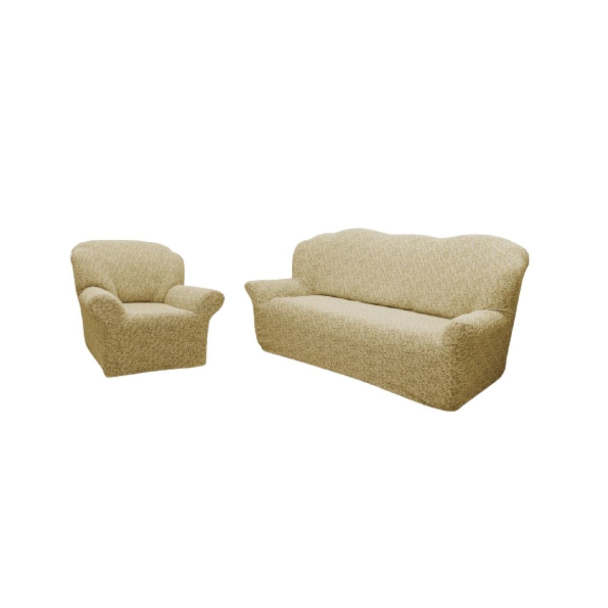 Set Huse Multielastice Jacquard, Pentru Canapea 3 Locuri si 1 Fotoliu, Bej Inchis