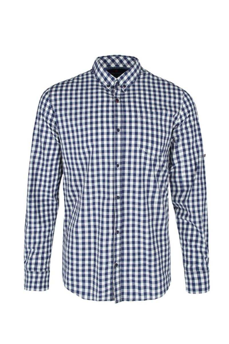 Camasa barbati, Volcano, M09004-W20 600, Carouri, Bumbac, Bleumarin/Alb