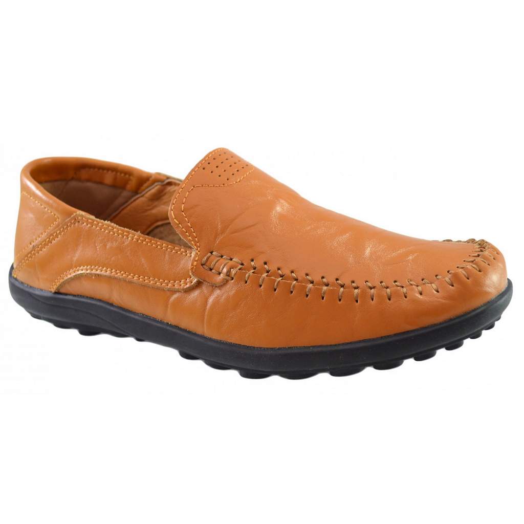 Mocasini barbati, maro deschis, din piele naturala