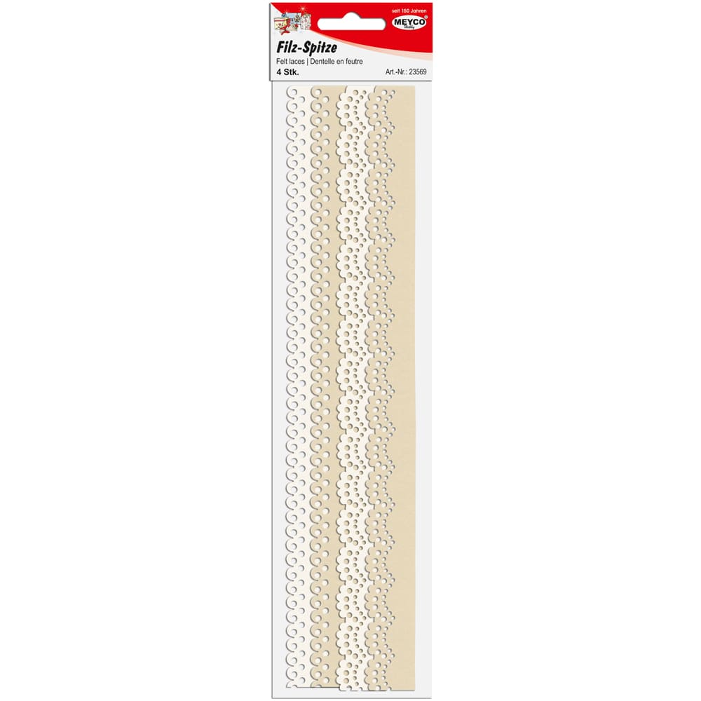 Set accesorii creatie, fetru dantelat, 4 buc/set, alb/crem, Meyco