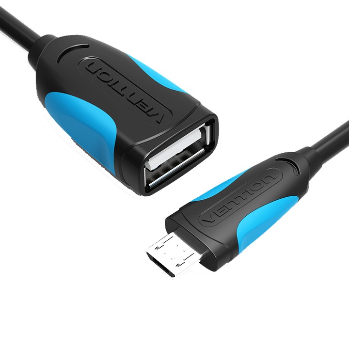 Cablu USB 2.0 mama la micro OTG tata, 0.25 M, Vention