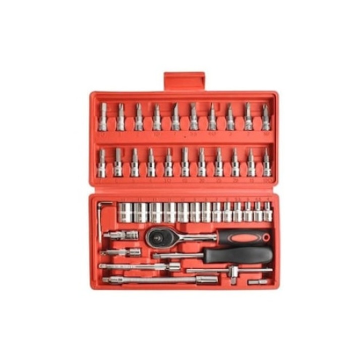 Trusa de chei tubulare si surubelnite, Chrome Vanadium ,46 de piese