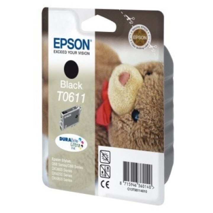 Epson Black T0611 tintapatron Stylus D3850 / Stylus DX4250 / Stylus DX4800 / Stylus DX4850, 250 oldal OEM C13T06114010