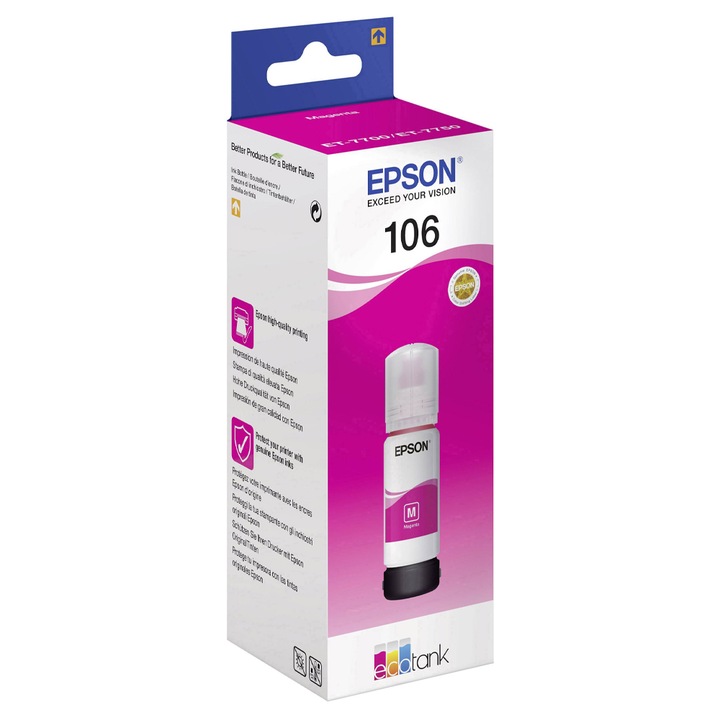 Cartus cerneala Epson 106 EcoTank Yellow C13T00R440 pentru EcoTank L7160/L7180, 3400 pagini, OEM C13T00R440