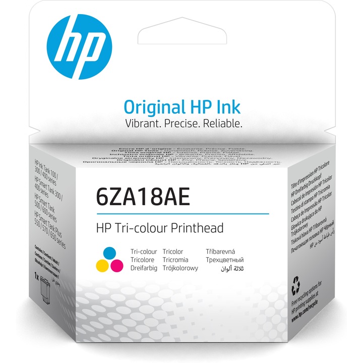 Cap printare HP Tri-Color Printhead 6ZA18AE , pentru HP Ink Tank 100/300/400 series, HP Smart Tank 300/400/500/600 series, Smart Tank Plus 550/570/650 series OEM 6ZA18AE
