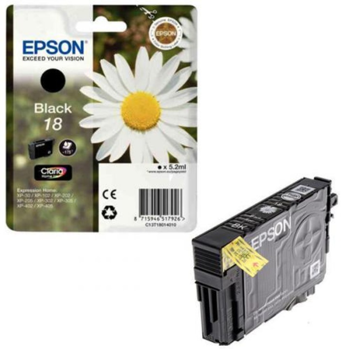Epson Black 18 T1801 tintapatron, MUFC Limited Edition / XP-102 / XP-202 / XP-425, 175 oldal OEM C13T18014010