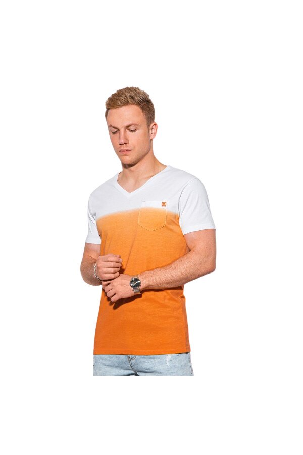 Tricou barbatesc, Ombre, S1380 V-7, alb/portocaliu, M