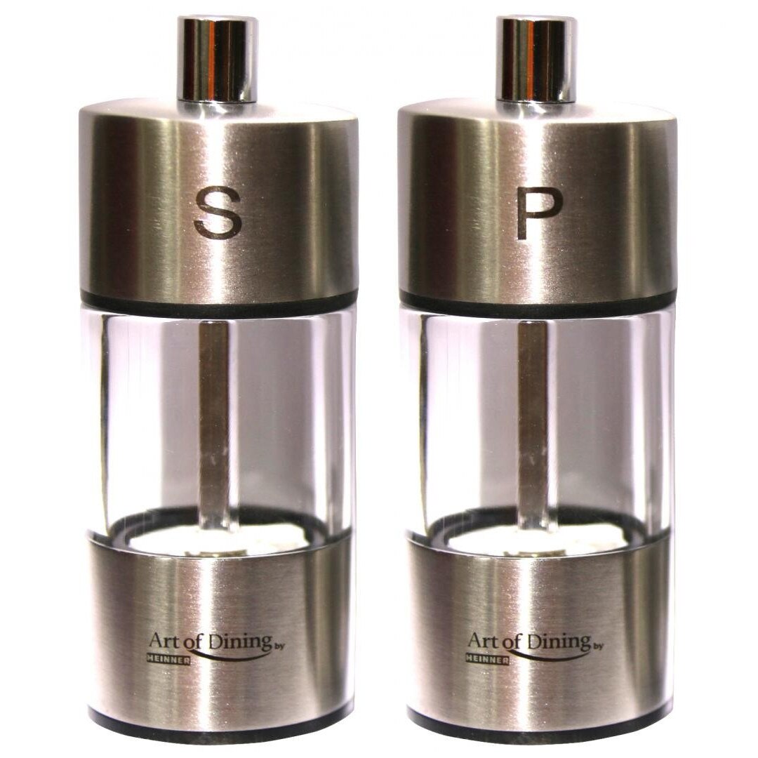 Set 2 Rasnite Sare & Piper, Inox, 9 Cm