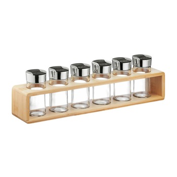Set condimente Ambition 7 piese cu suport bambus 4.5x10cm Spice Set condimente Ambition 7 piese cu suport bambus 4.5x10cm Spice