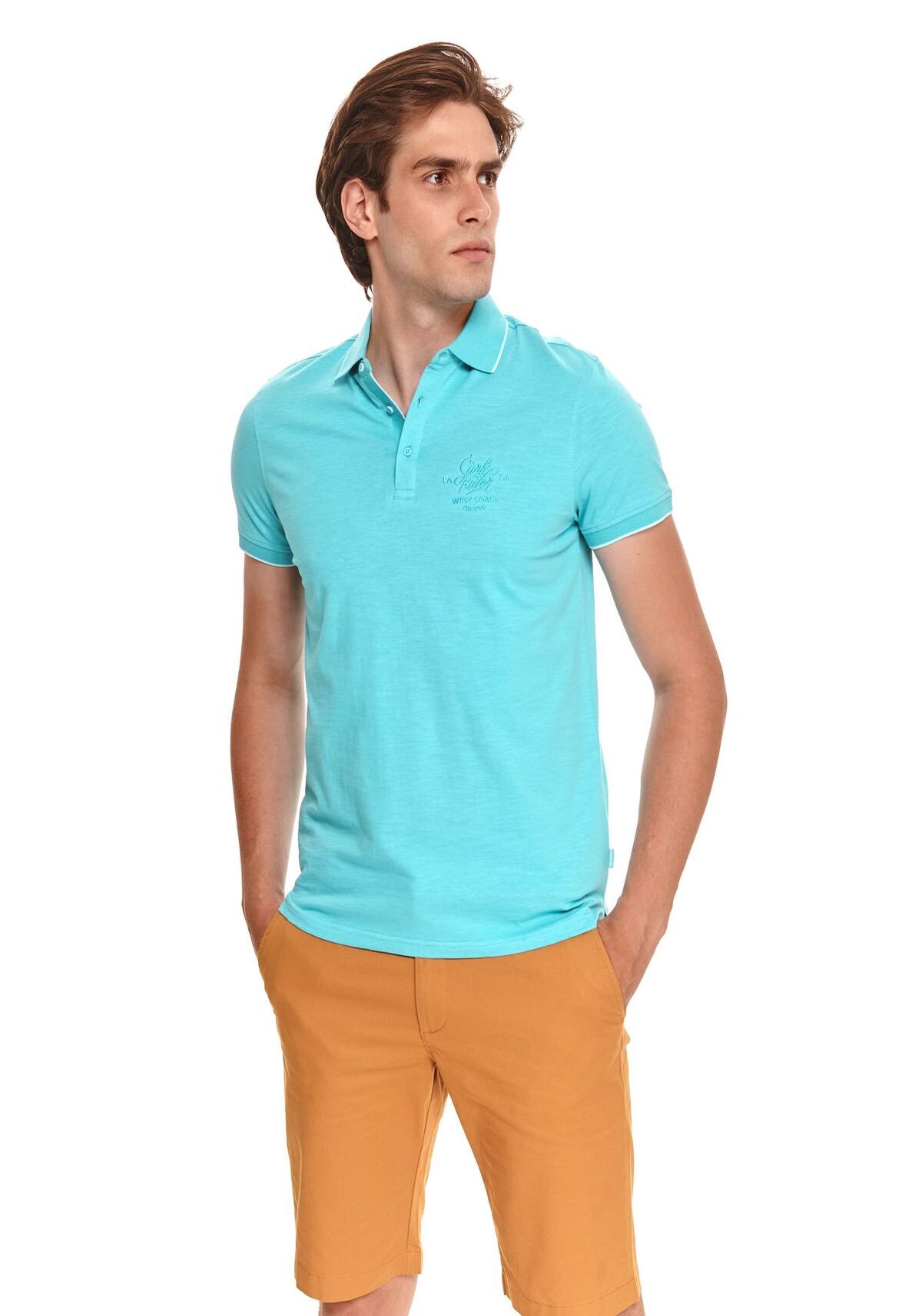 Tricou polo barbati, TOP SECRET, SKP0565, Albastru