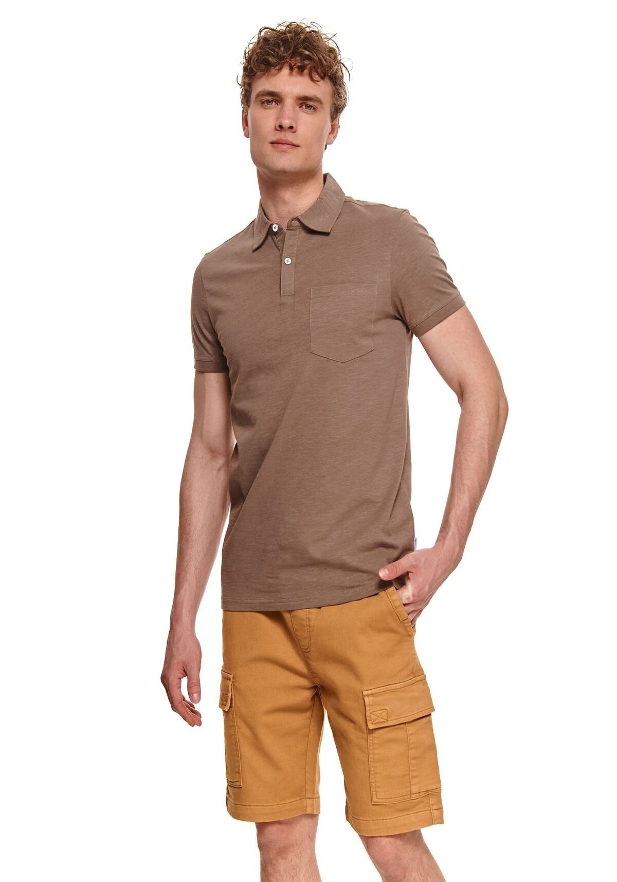 Tricou polo barbati, TOP SECRET, SKP0562, Bej