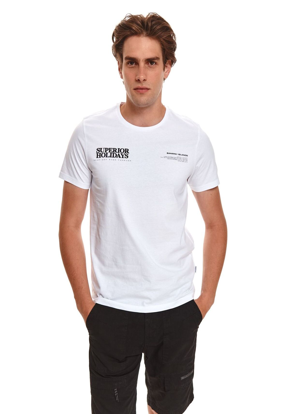 Tricou barbati, TOP SECRET, SPO5164, Alb