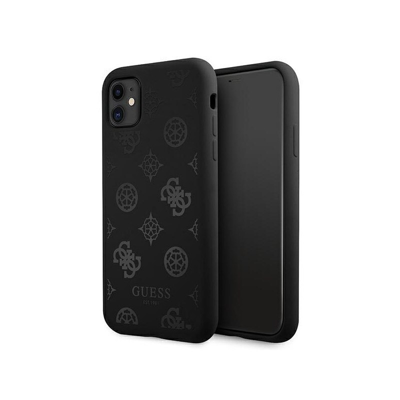 Husa Spate Premium Guess Compatibila Cu iPhone 11, Colectia Peony, Negru - 5887