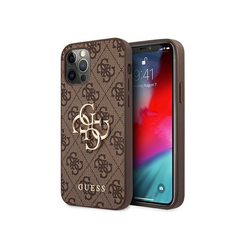 Husa Spate Premium Guess Compatibila Cu iPhone 12 Pro Max, Colectia Big Metal Logo, Maro - 4552
