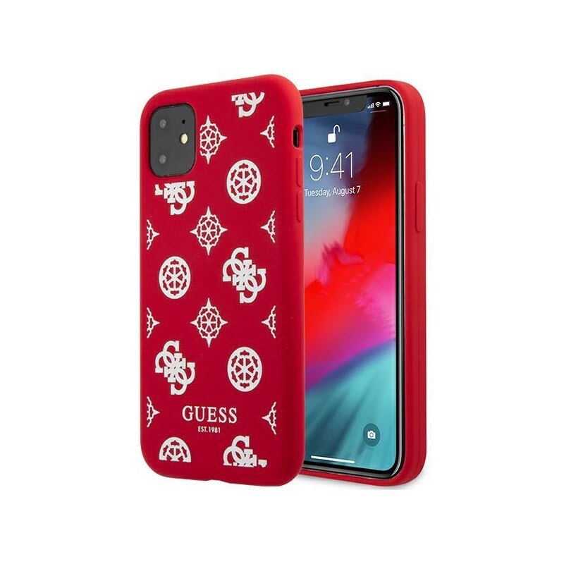 Husa Spate Premium Guess Compatibila Cu iPhone 11, Colectia Peony, Rosu - 5795