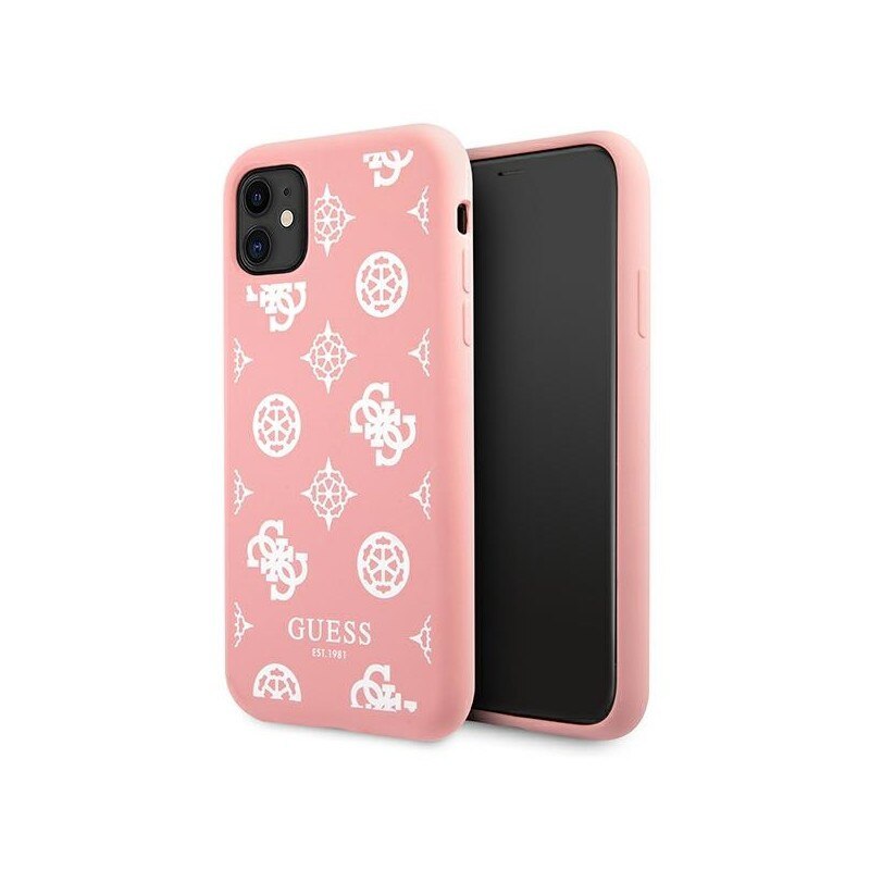 Husa Spate Premium Guess Compatibila Cu iPhone 11, Colectia Peony, Roz Alb - 5825