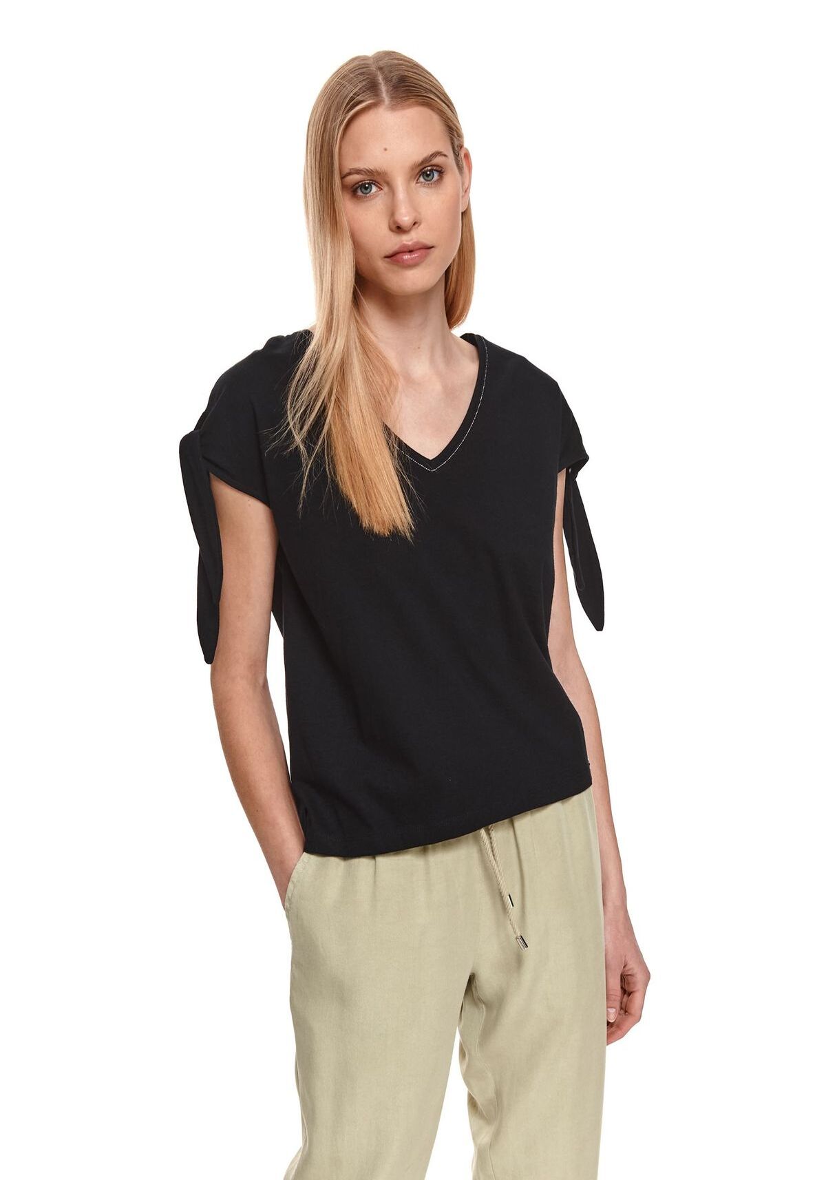 Bluza dama cu maneci scurte, TOP SECRET, SBK2698, Negru