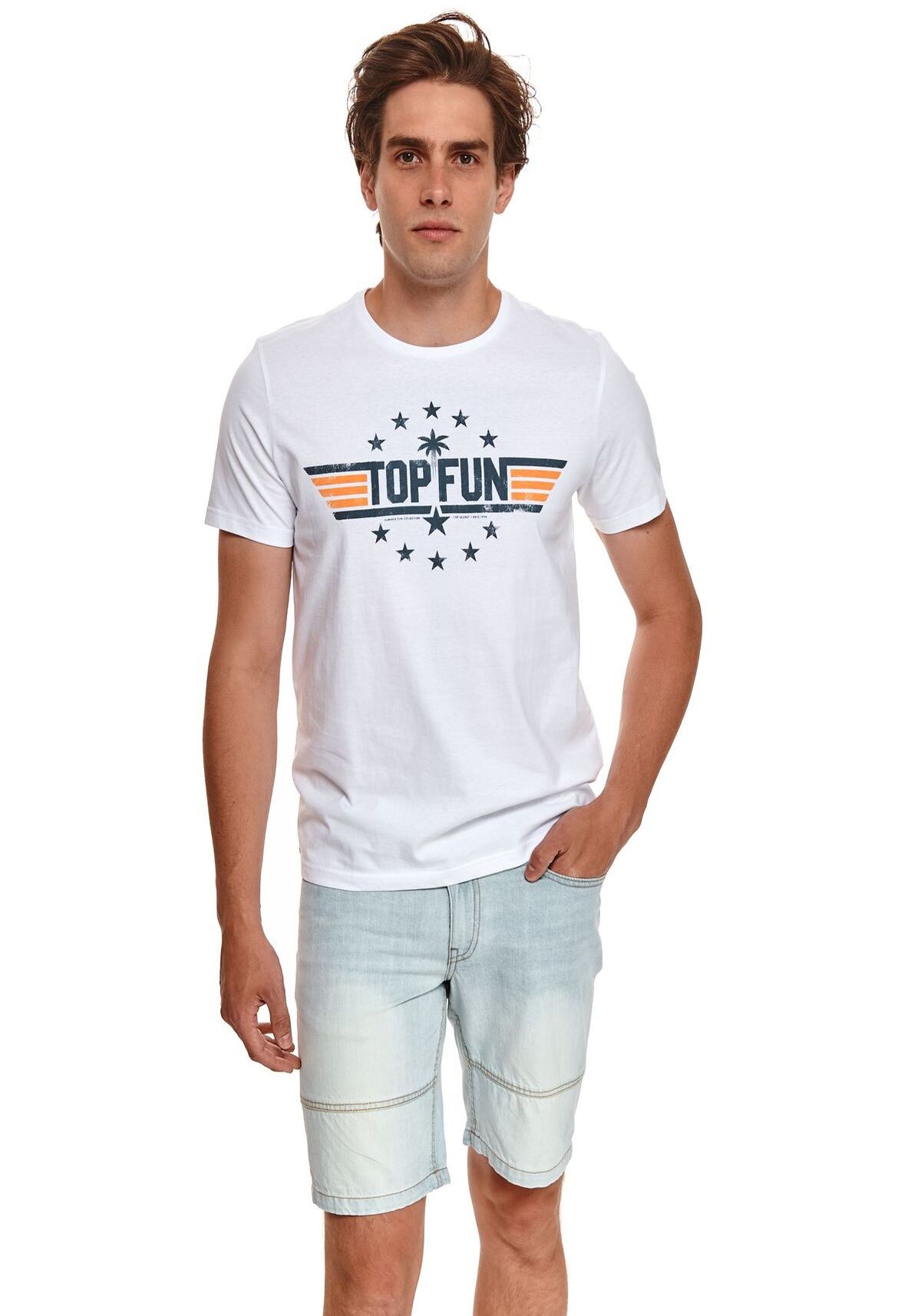 Tricou barbati, TOP SECRET, SPO5179, Alb