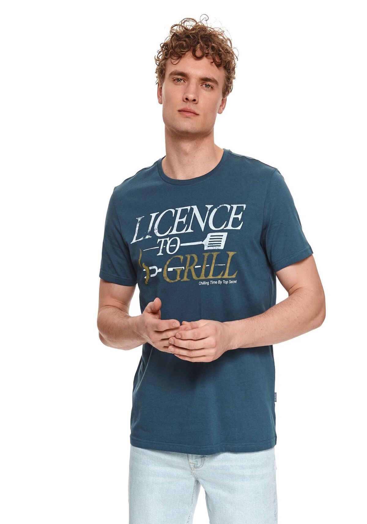 Tricou barbati, TOP SECRET, SPO5219, Albastru inchis