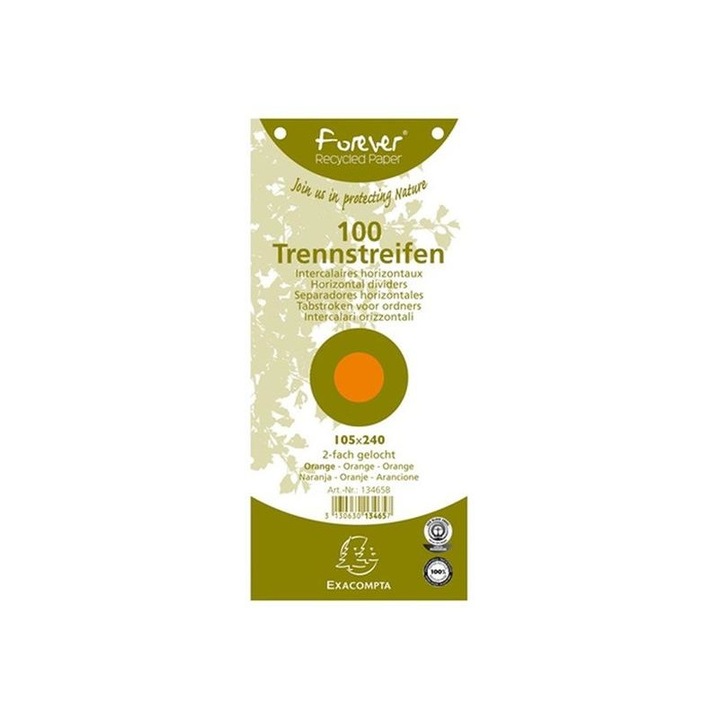Exacompta 105x240mm 100db/cs narancssárga elválasztócsík