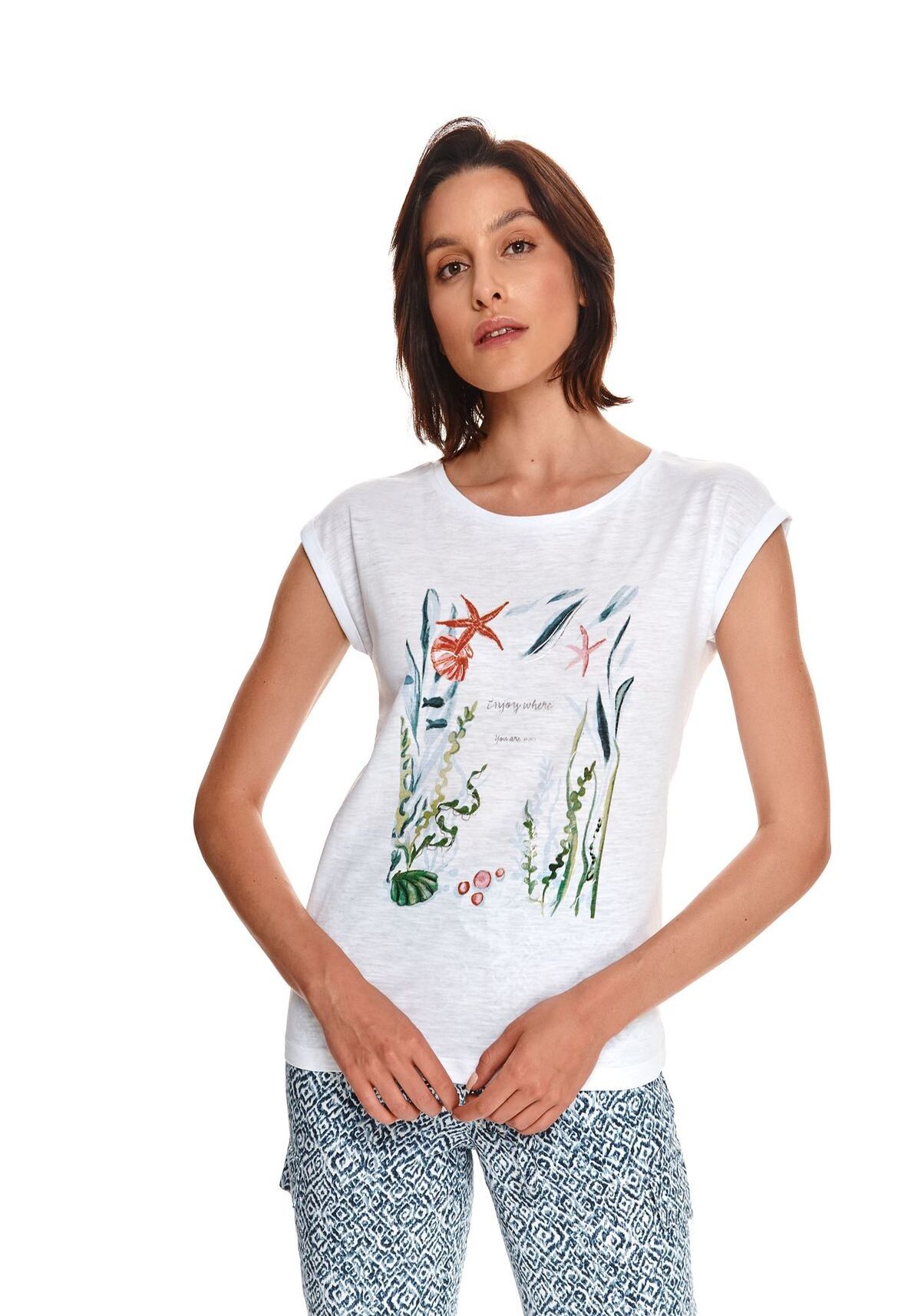 Tricou pentru femei, TOP SECRET, SPO5204, Alb