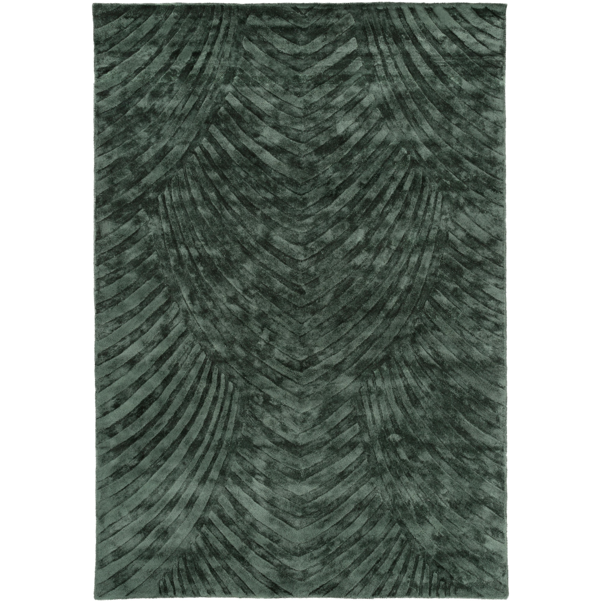 Covor tesut manual verde 120×180 ,Bloom ,model in relief si efect lucios