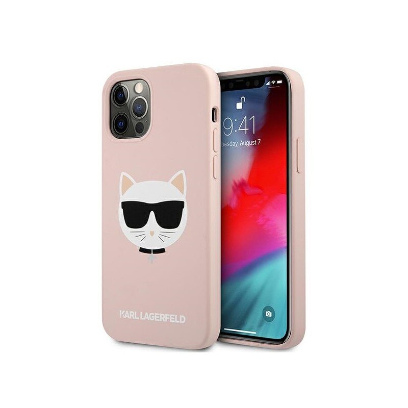 Husa Spate Premium Karl Lagerfeld Compatibila Cu iPhone 12 Pro Max, Colectia Silicone Choupette, Silicon Roz - 9320