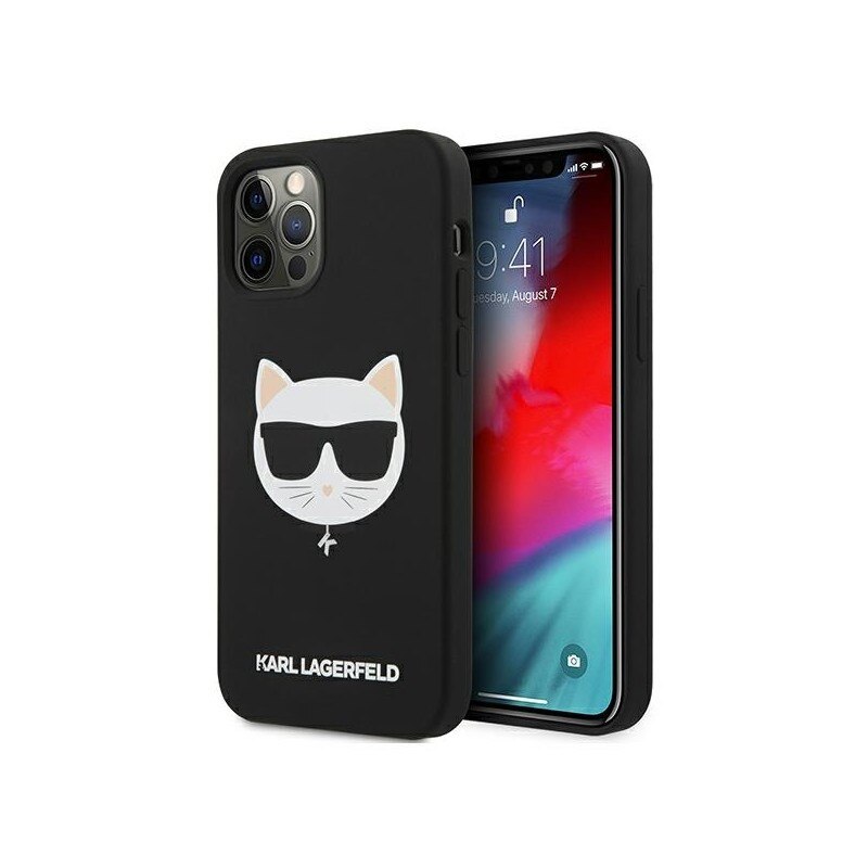 Husa Spate Premium Karl Lagerfeld Compatibila Cu iPhone 12 Pro Max, Colectia Silicone Choupette, Silicon Negru - 9269